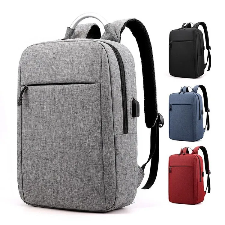 14 inch Business Computer Shoulders Backpack Travel Wear-Resistant Leisure Bag with External USB Port(Gray)