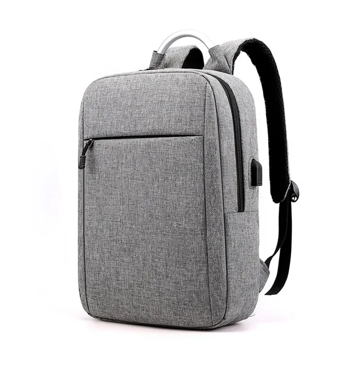 14 inch Business Computer Shoulders Backpack Travel Wear-Resistant Leisure Bag with External USB Port(Gray)