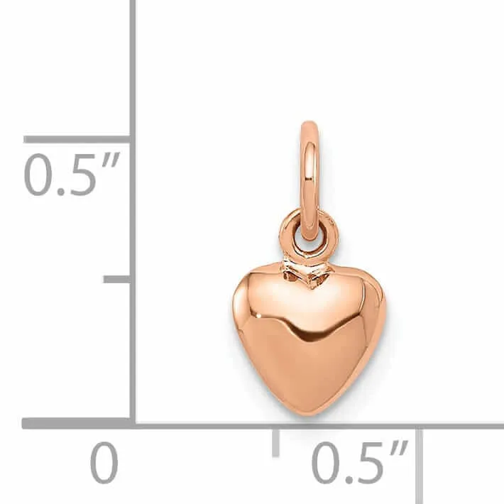 14K Rose Gold Polished 3-D Small Size Puffed Heart Design Pendant