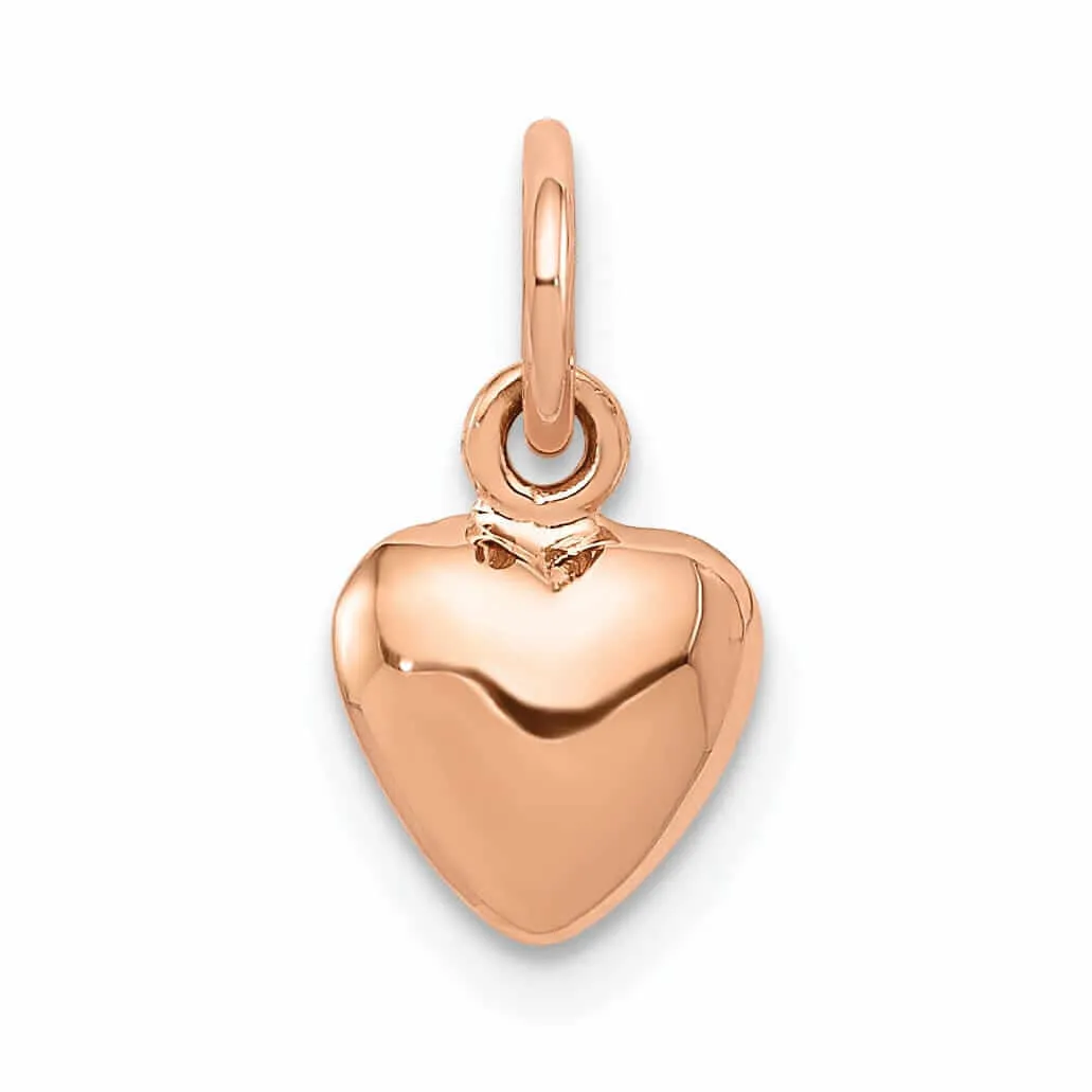 14K Rose Gold Polished 3-D Small Size Puffed Heart Design Pendant