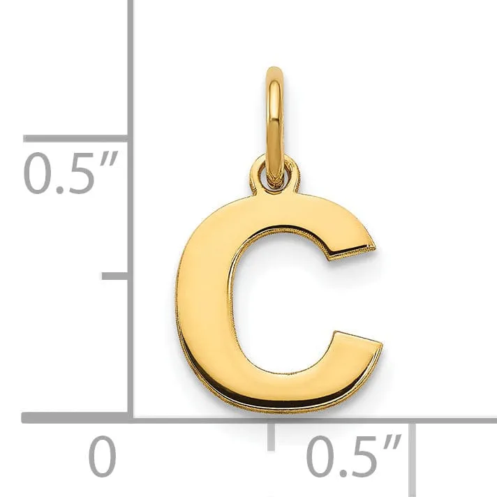 14k Yellow Gold  Small Size Letter C Initial Block Pendant