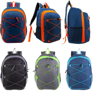 17" Bungee Wholesale Premium Design Backpacks in 4 Assorted Colors - Wholesale Bookbags Case of 24