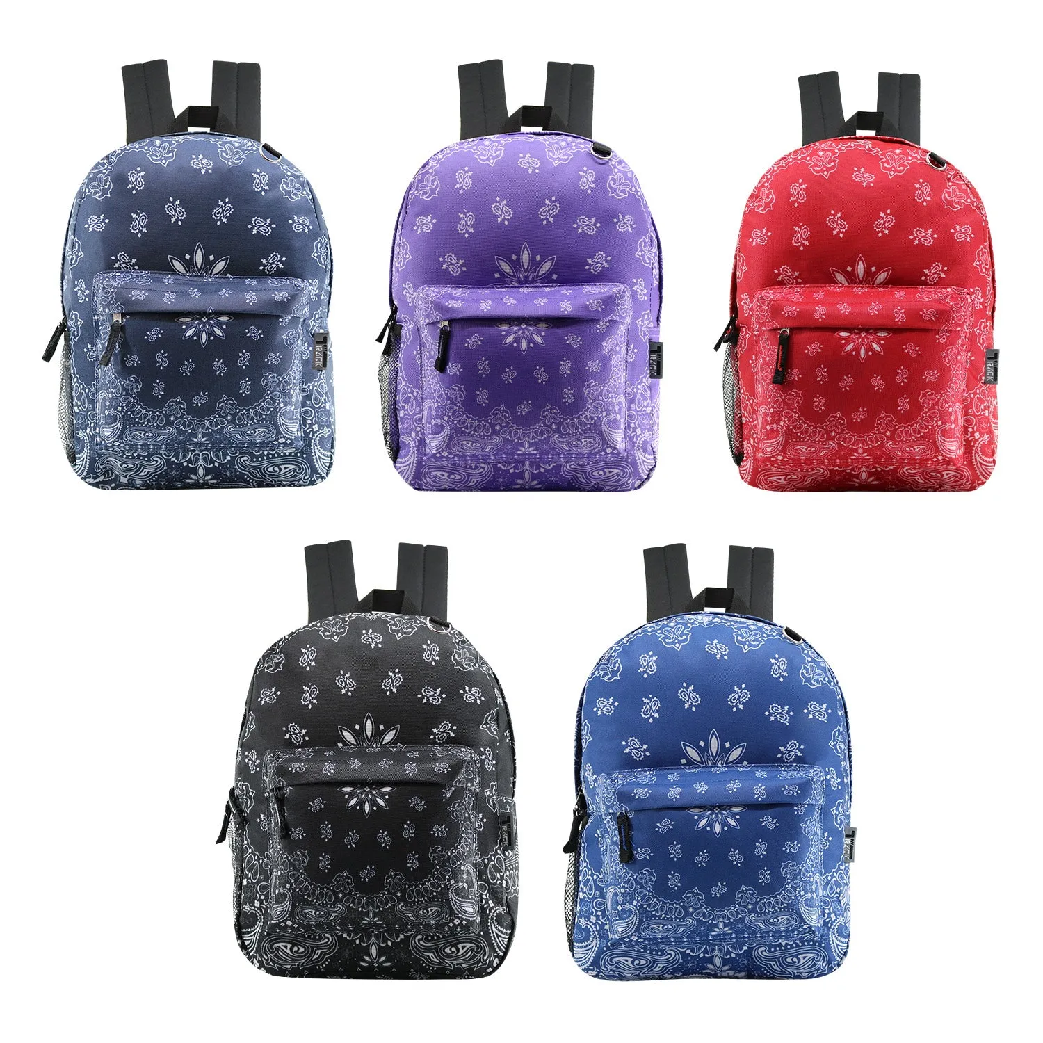 17" Classic Wholesale Backpack in Assorted Prints- Bulk Case of 24 Backpacks