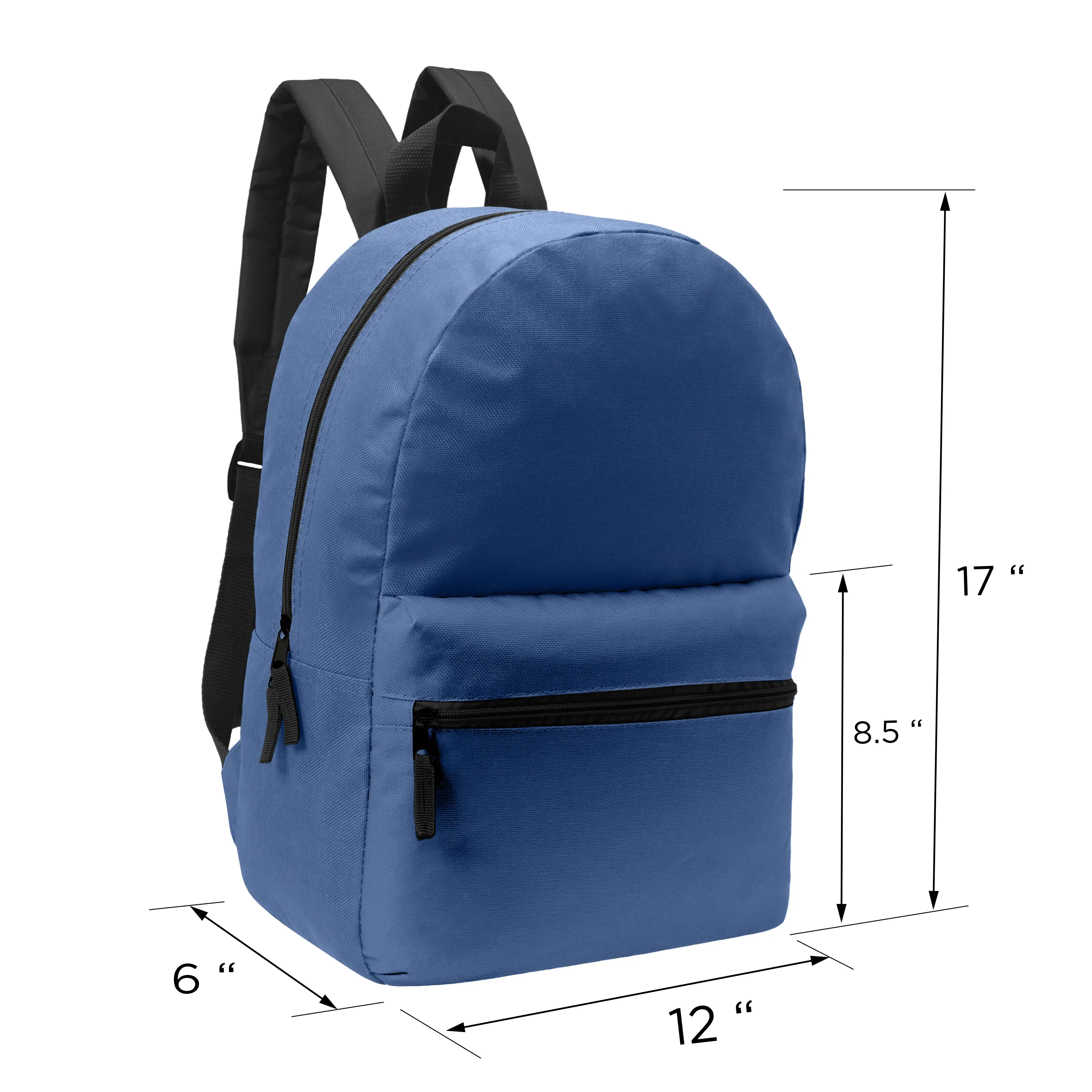 17" Kids Basic Wholesale Backpack in Assorted 18 Colors - Bulk Case of 36 Backpacks