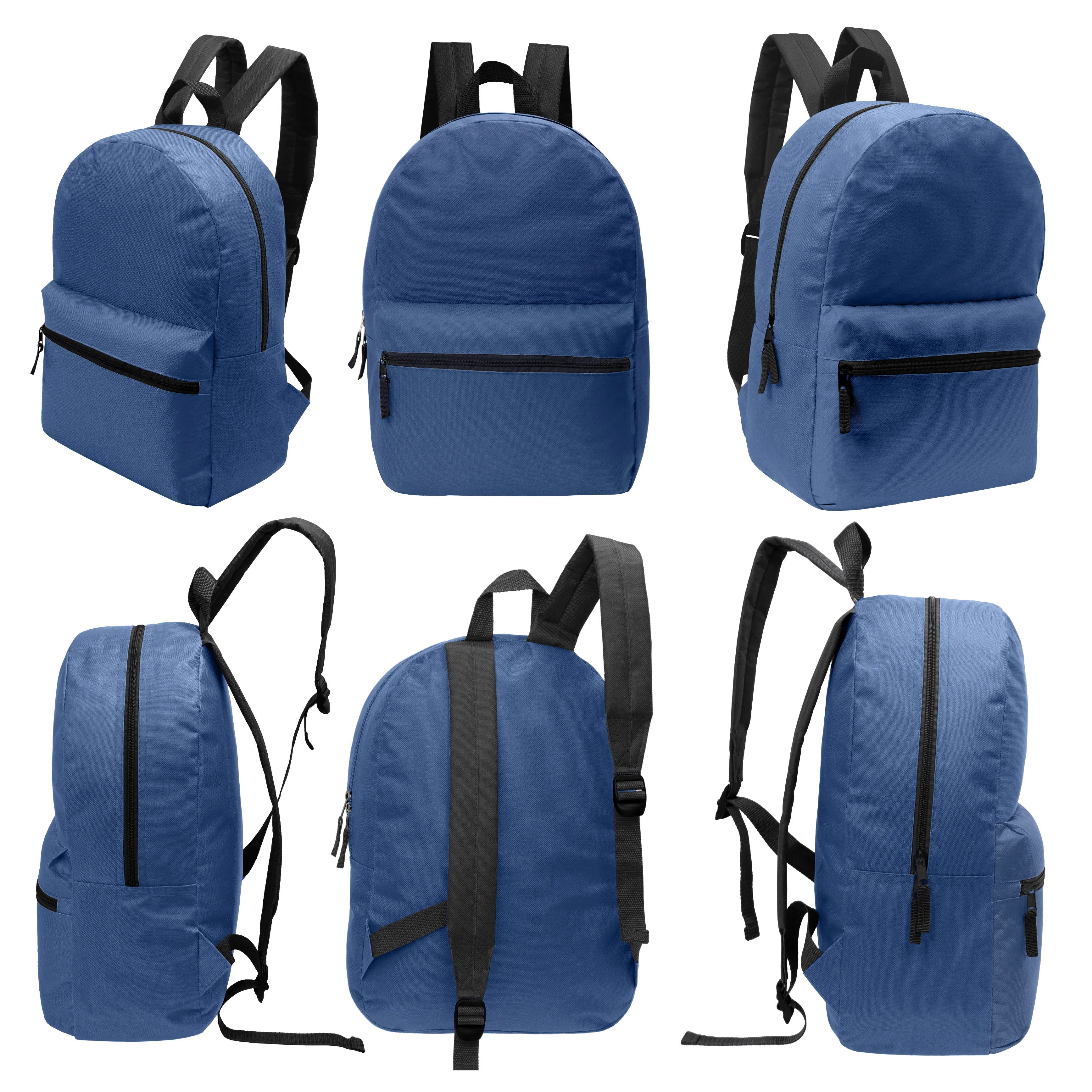 17" Kids Basic Wholesale Backpack in Assorted 18 Colors - Bulk Case of 36 Backpacks