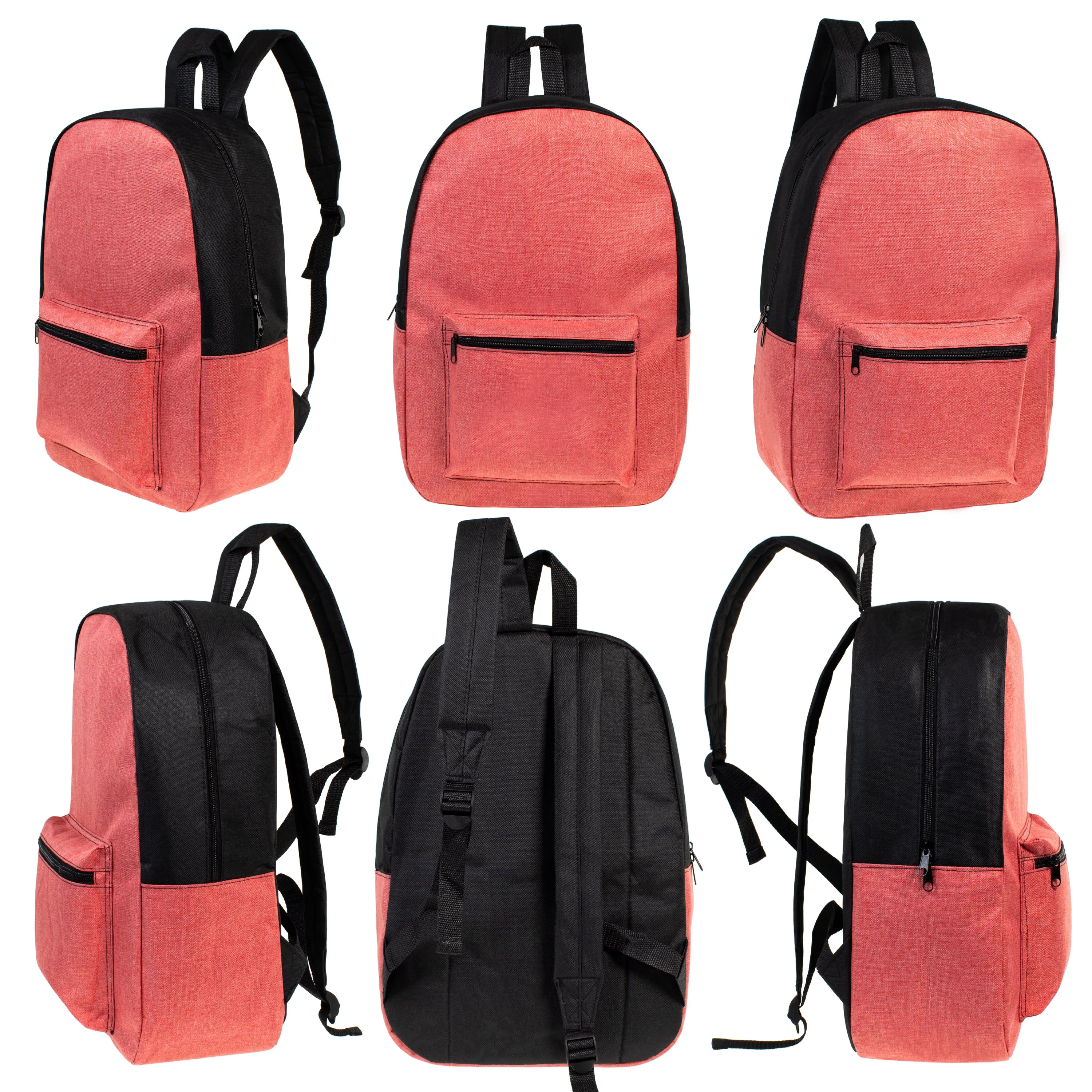 17" Kids Basic Wholesale Backpack in Assorted 6 Colors - Bulk Case of 24 Backpacks