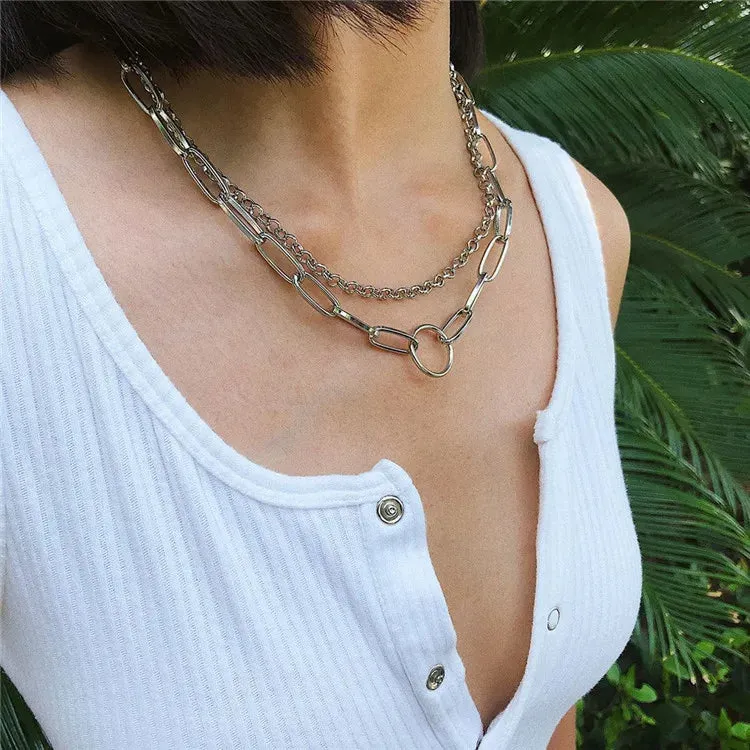 2022 Fashion Unisex Multilayer Hip Hop Long Chain Necklace For Women Men Jewelry Gifts Key Cross Pendant Necklace Accessories