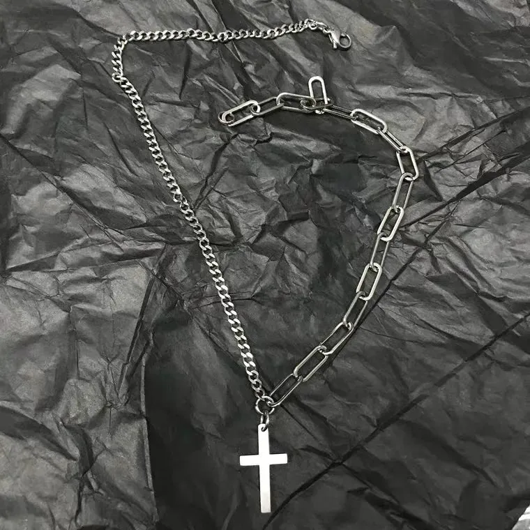 2022 Fashion Unisex Multilayer Hip Hop Long Chain Necklace For Women Men Jewelry Gifts Key Cross Pendant Necklace Accessories