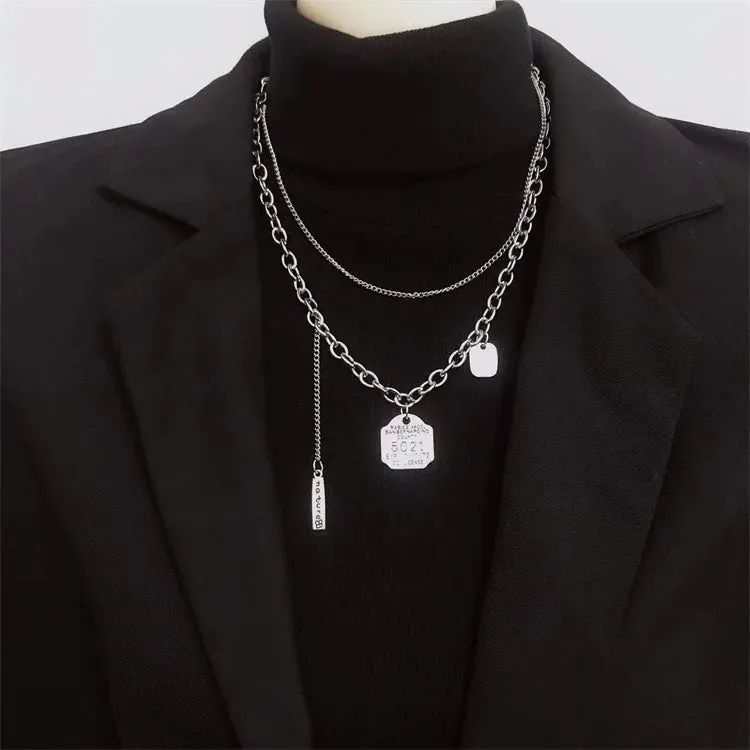 2022 Fashion Unisex Multilayer Hip Hop Long Chain Necklace For Women Men Jewelry Gifts Key Cross Pendant Necklace Accessories