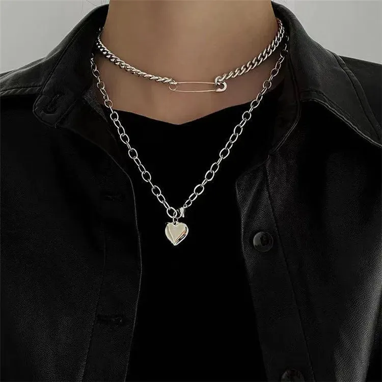 2022 Fashion Unisex Multilayer Hip Hop Long Chain Necklace For Women Men Jewelry Gifts Key Cross Pendant Necklace Accessories