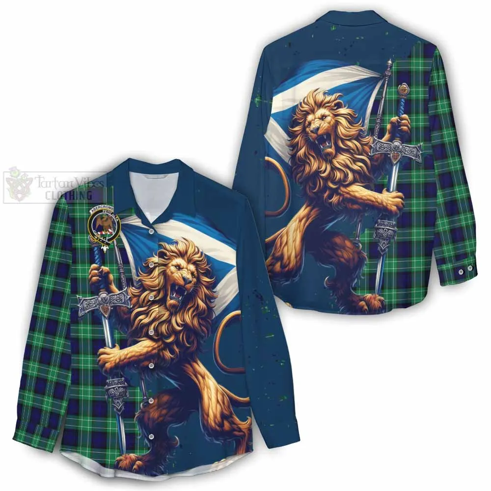 Abercrombie Tartan Family Crest Women's Casual Shirt with Scottish Majestic Lion