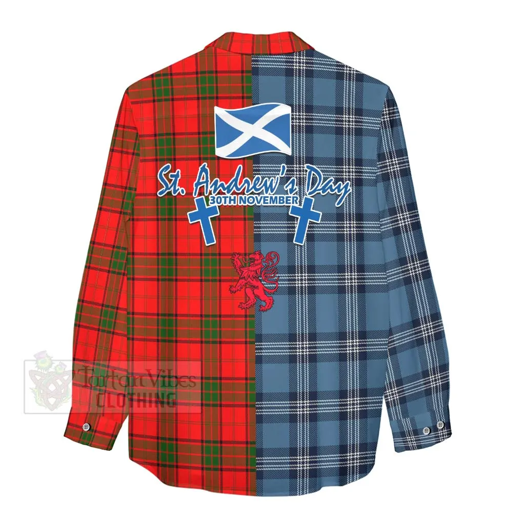 Adair Tartan Women's Casual Shirt Happy St. Andrew's Day Half Tartan Style