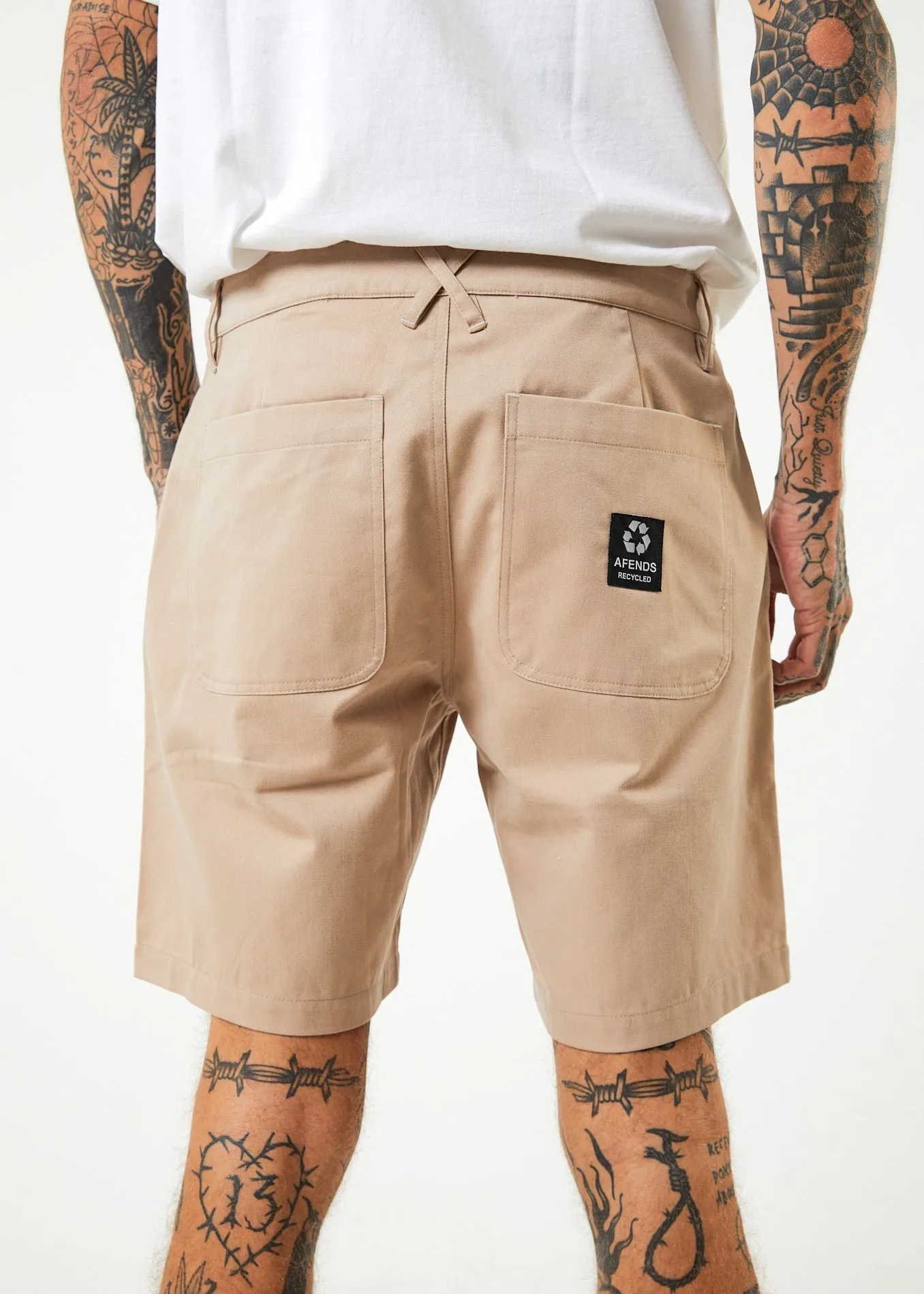 AFENDS Mens Ninety Twos - Chino Shorts - Bone