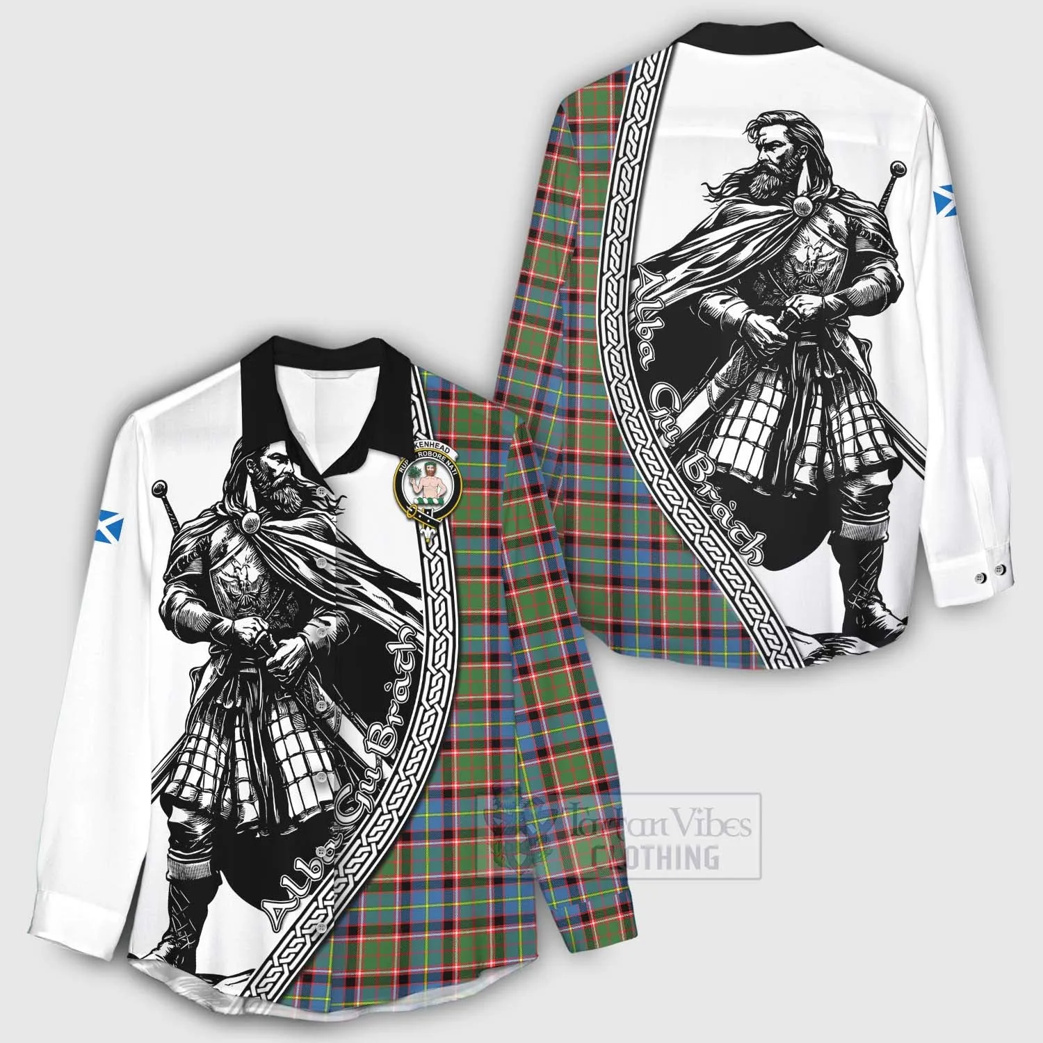 Aikenhead Tartan Clan Crest Women's Casual Shirt with Highlander Warrior Celtic Style