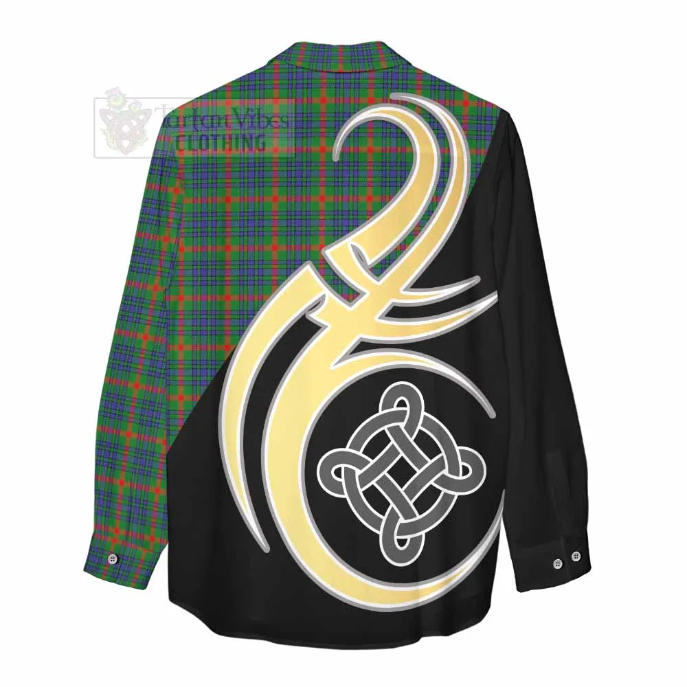 Aiton Tartan Women's Casual Shirt with Family Crest and Celtic Symbol Style