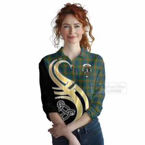 Aiton Tartan Women's Casual Shirt with Family Crest and Celtic Symbol Style