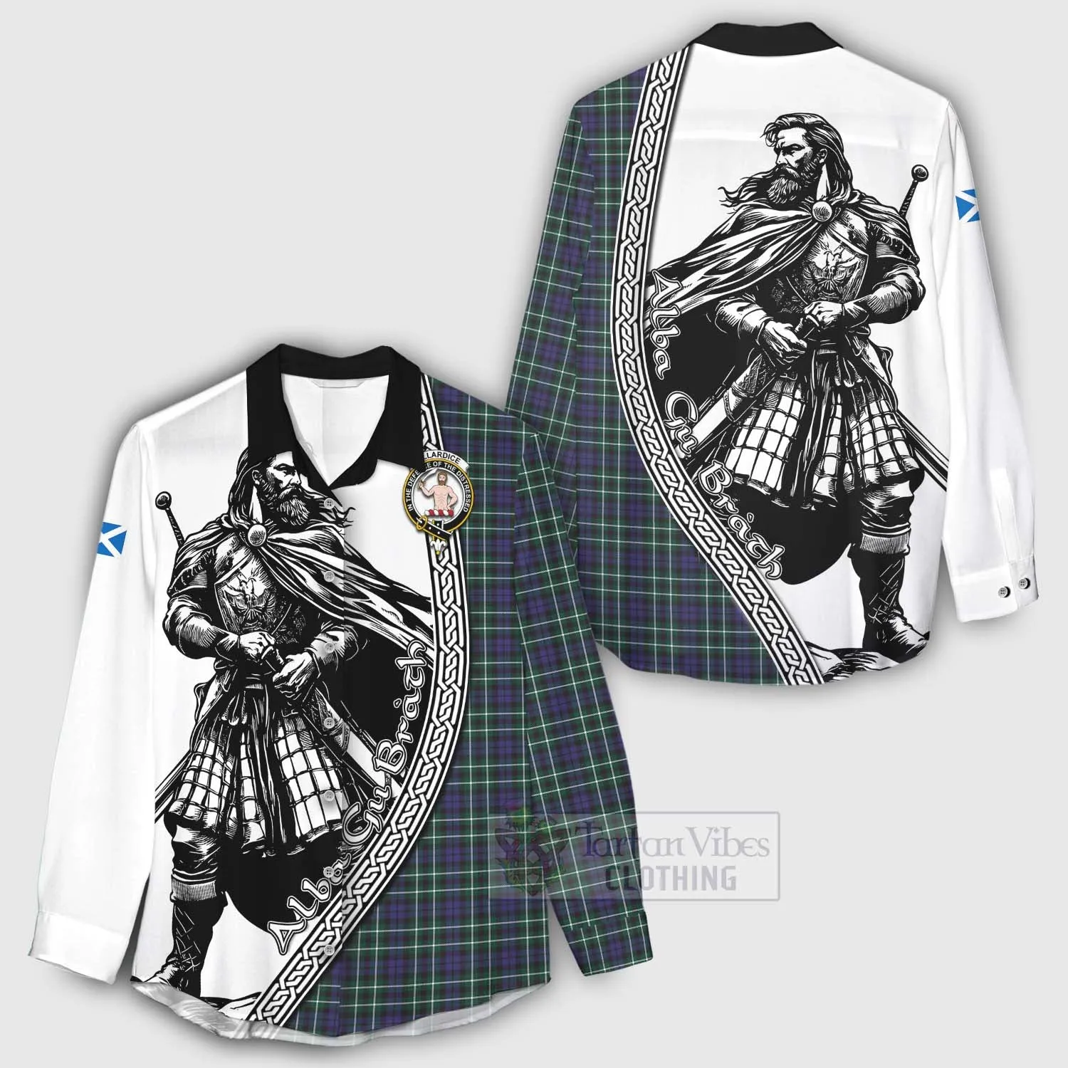 Allardice Tartan Clan Crest Women's Casual Shirt with Highlander Warrior Celtic Style