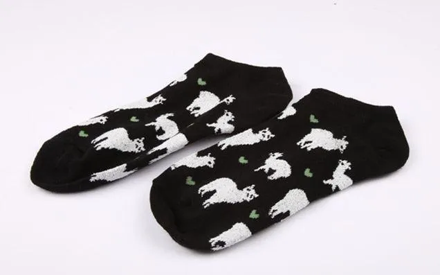 Alpaca Love Ankle Height Cotton Socks