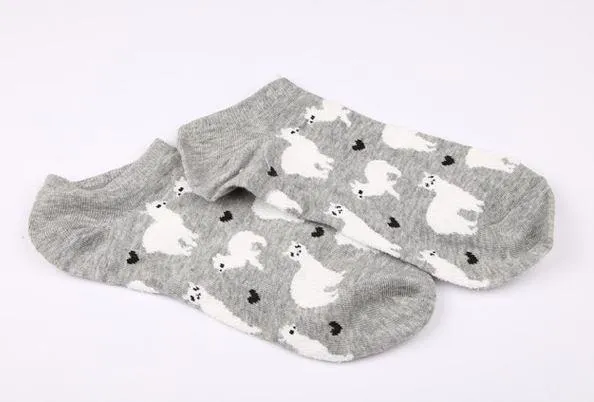 Alpaca Love Ankle Height Cotton Socks