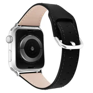 Apple Watch (45mm) stylish genuine leather watch strap - Black