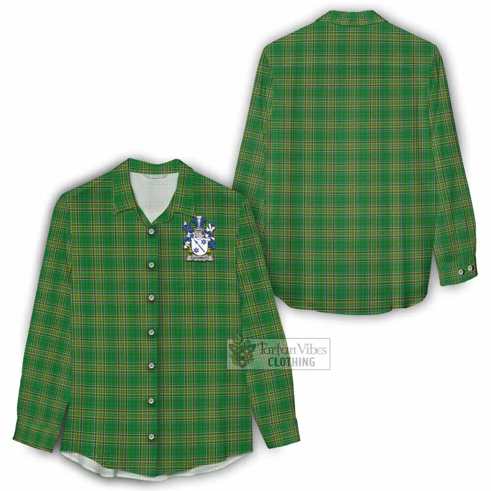 Auchmuty Irish Clan Tartan Women's Casual Shirt with Coat of Arms