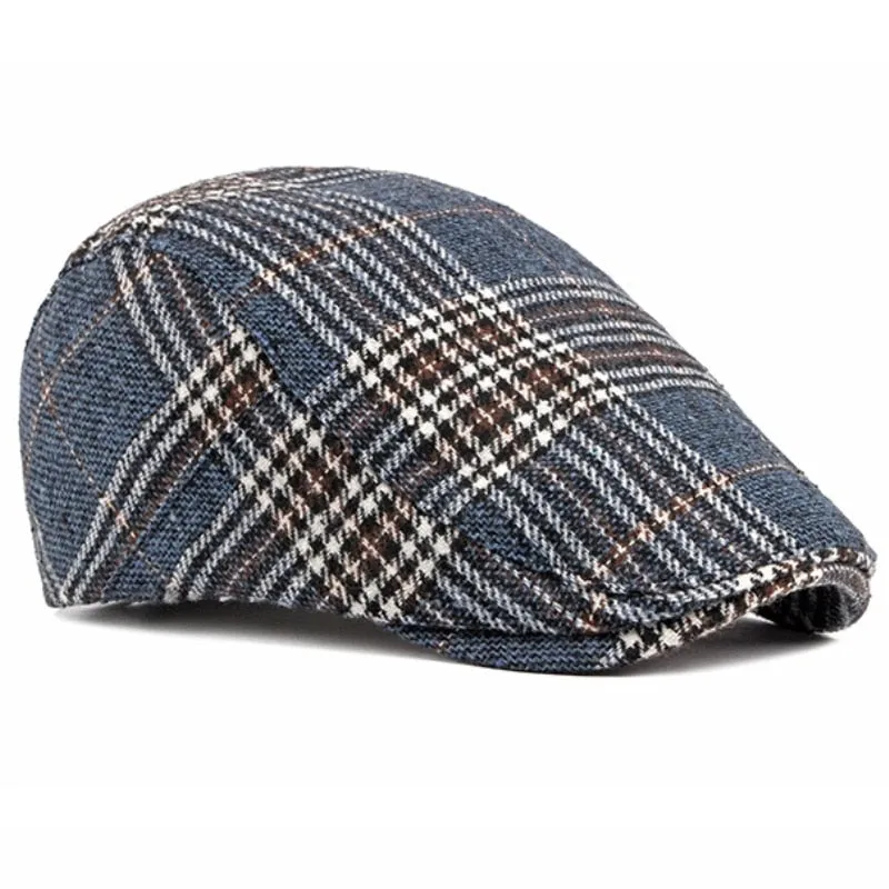 Autumn Winter Hat Men Women Wool Beret Vintage Plaid Ivy Newsboy Flat Cap Retro Artist Painter Beret Hat