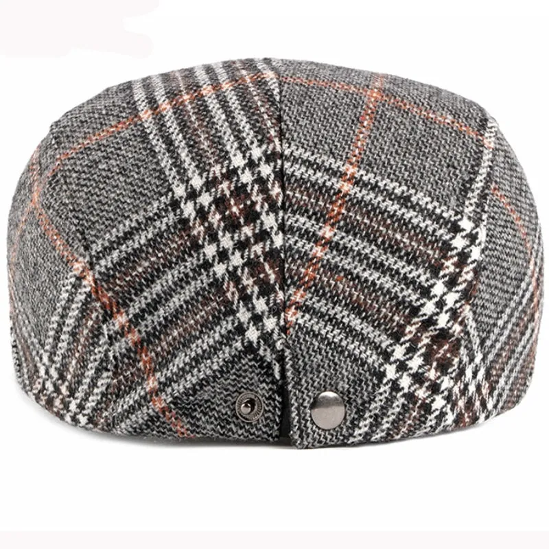 Autumn Winter Hat Men Women Wool Beret Vintage Plaid Ivy Newsboy Flat Cap Retro Artist Painter Beret Hat