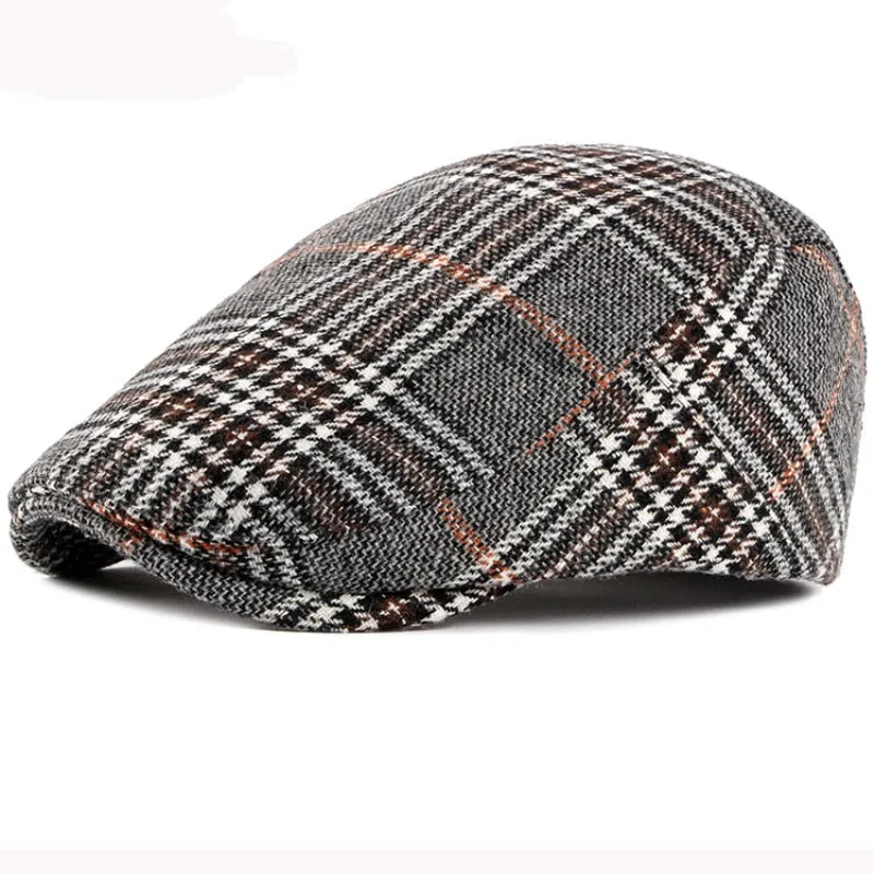 Autumn Winter Hat Men Women Wool Beret Vintage Plaid Ivy Newsboy Flat Cap Retro Artist Painter Beret Hat