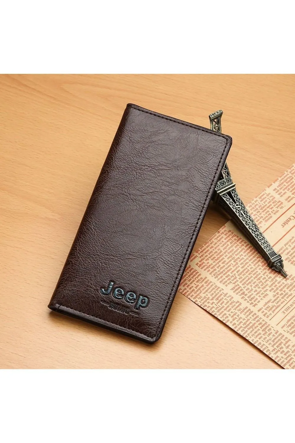 Bold Leather Wallet with Jeep Logo