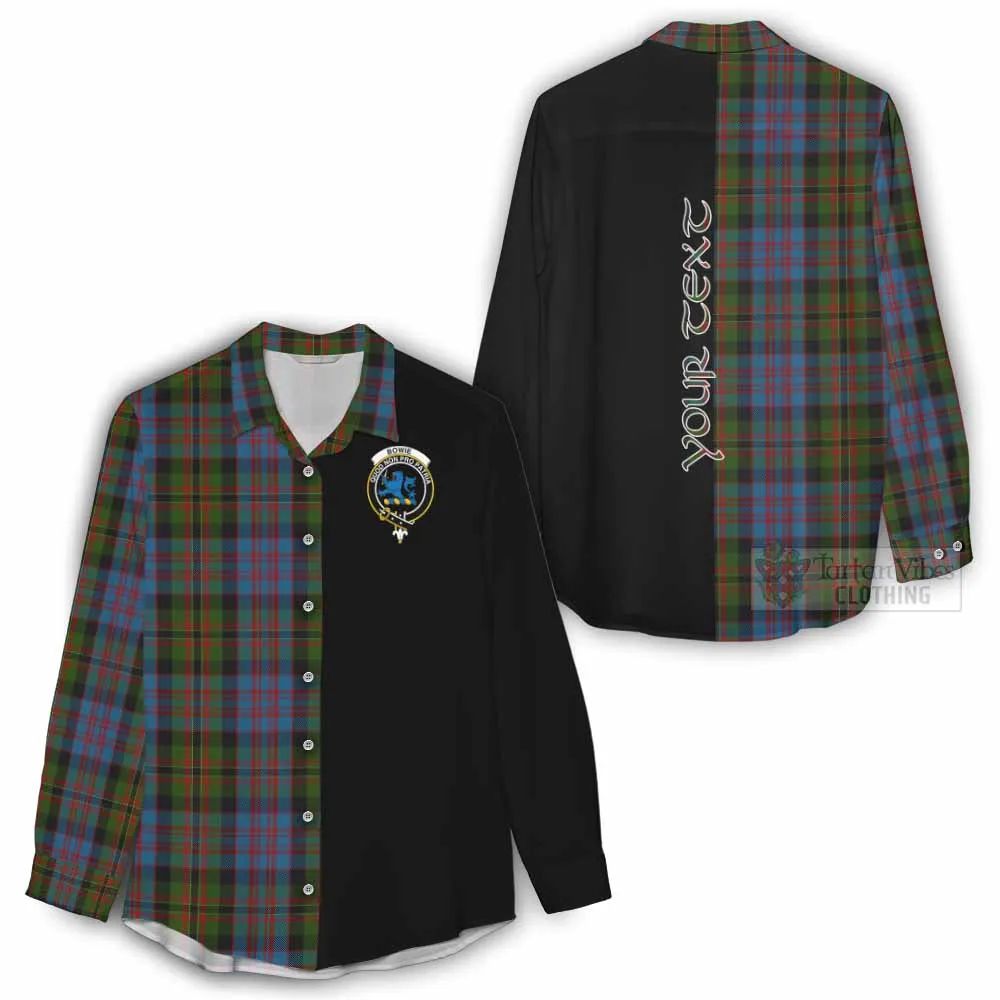 Bowie Tartan Women's Casual Shirt with Family Crest and Half Of Me Style