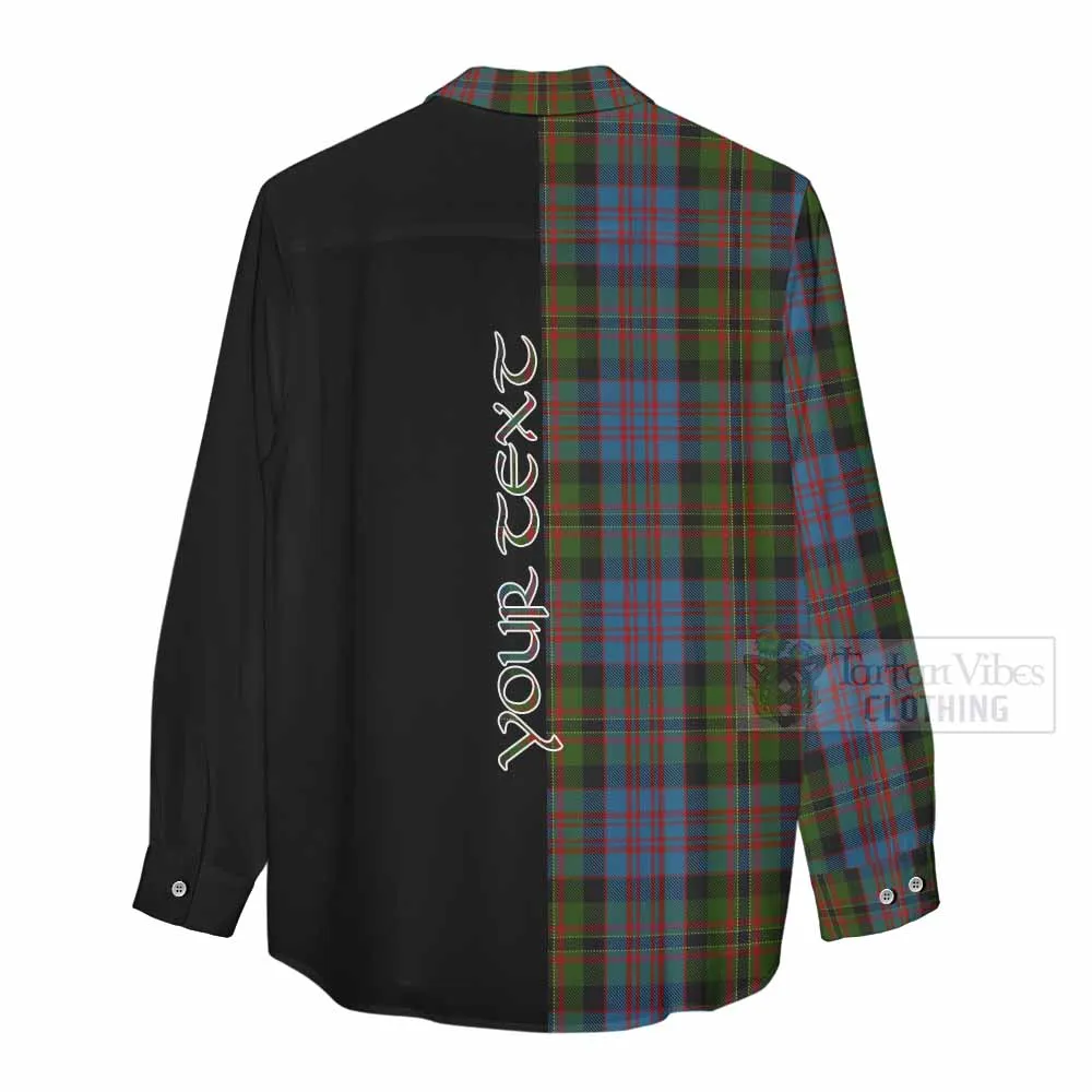 Bowie Tartan Women's Casual Shirt with Family Crest and Half Of Me Style