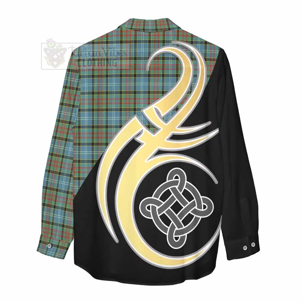 Brisbane Tartan Women's Casual Shirt with Family Crest and Celtic Symbol Style