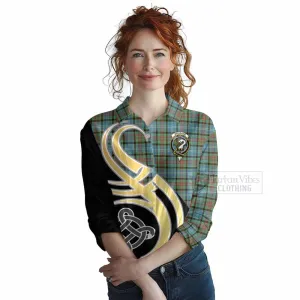 Brisbane Tartan Women's Casual Shirt with Family Crest and Celtic Symbol Style