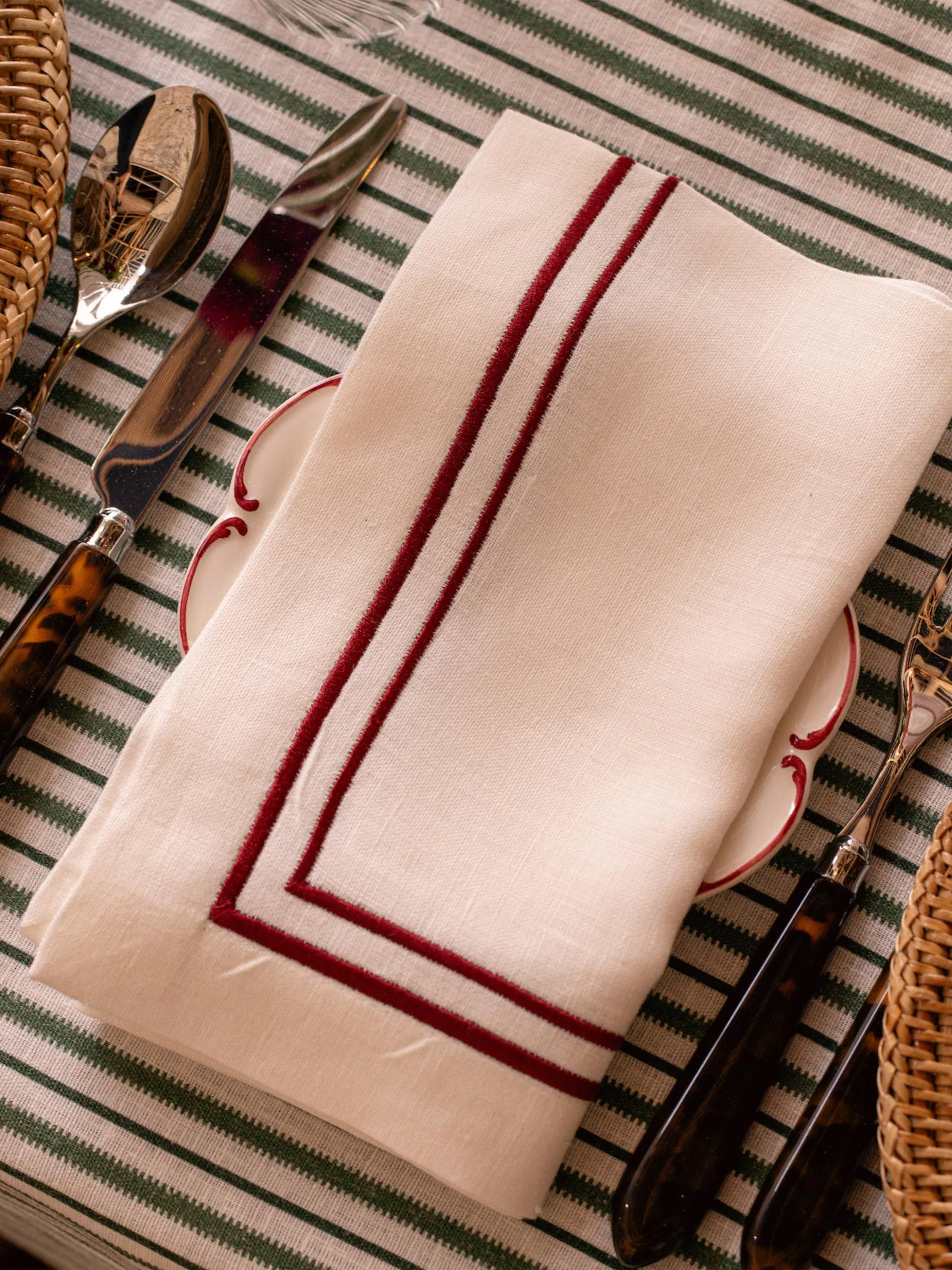 Burgundy Sophie classic two cord napkin