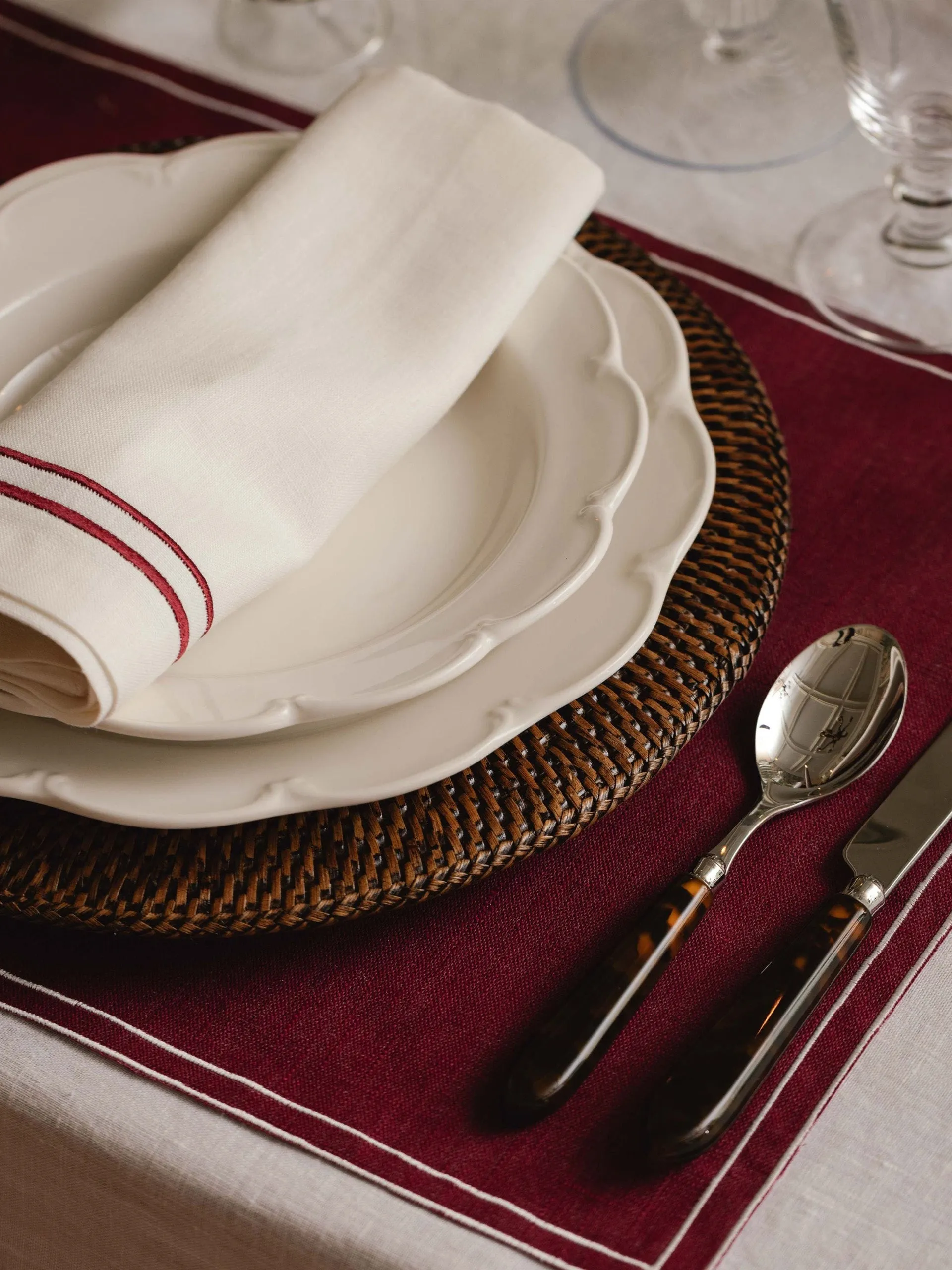 Burgundy Sophie classic two cord napkin