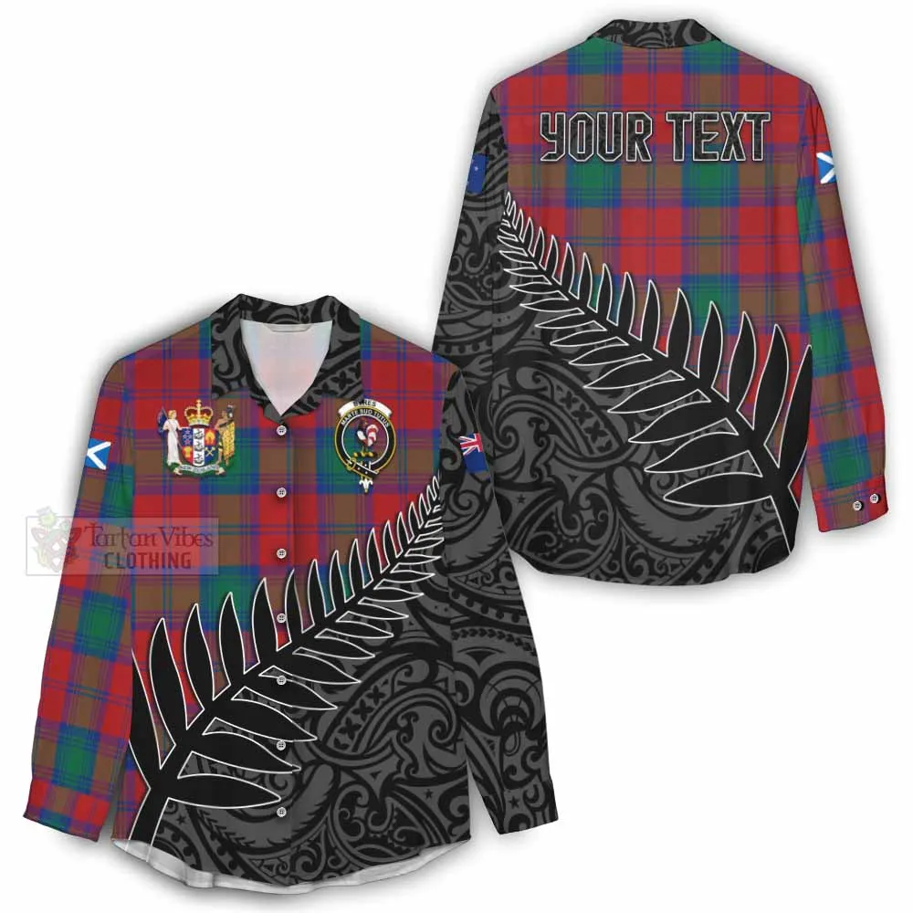 Byres (Byses) Crest Tartan Women's Casual Shirt with New Zealand Silver Fern Half Style