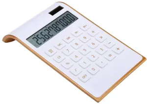 Calculator, Slim Elegant Design, Office/Home Electronics, Dual Powered Desktop Calculator, Solar Power, 10 Digits, Tilted LCD Display, Inclined Design, White (Slim2)