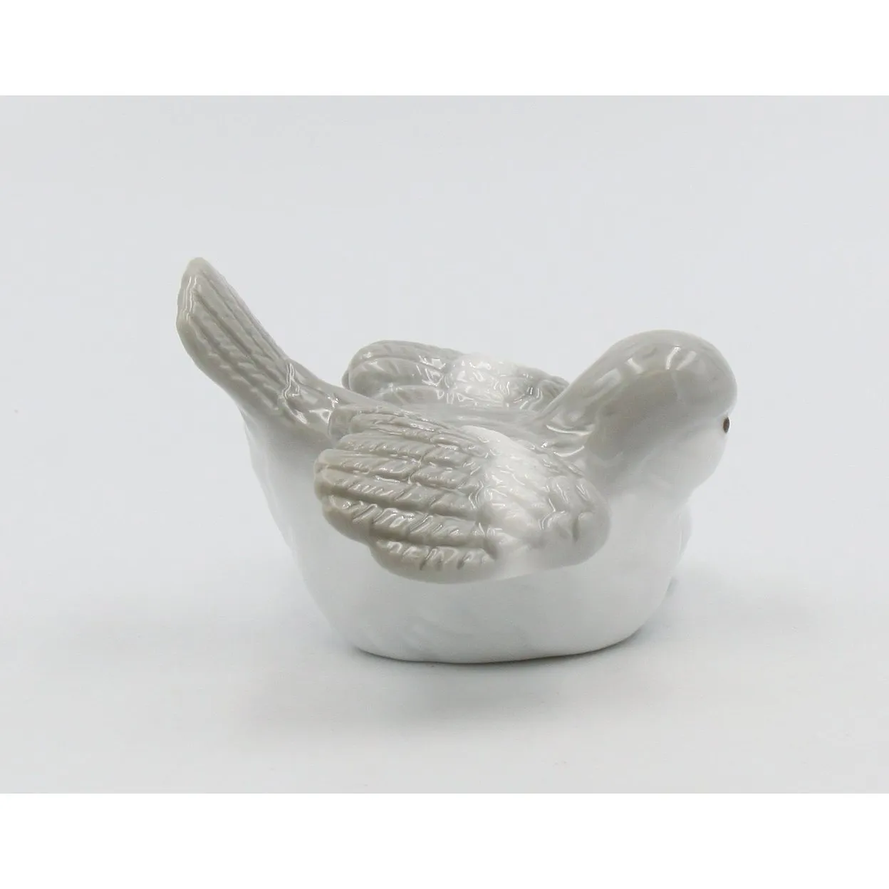 Ceramic Gray Bird Mom With Baby Bird Figurine