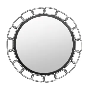 Chains of Love 444MI30MBTS 30-Inch Round Mirror - Matte Black/Textured Silver