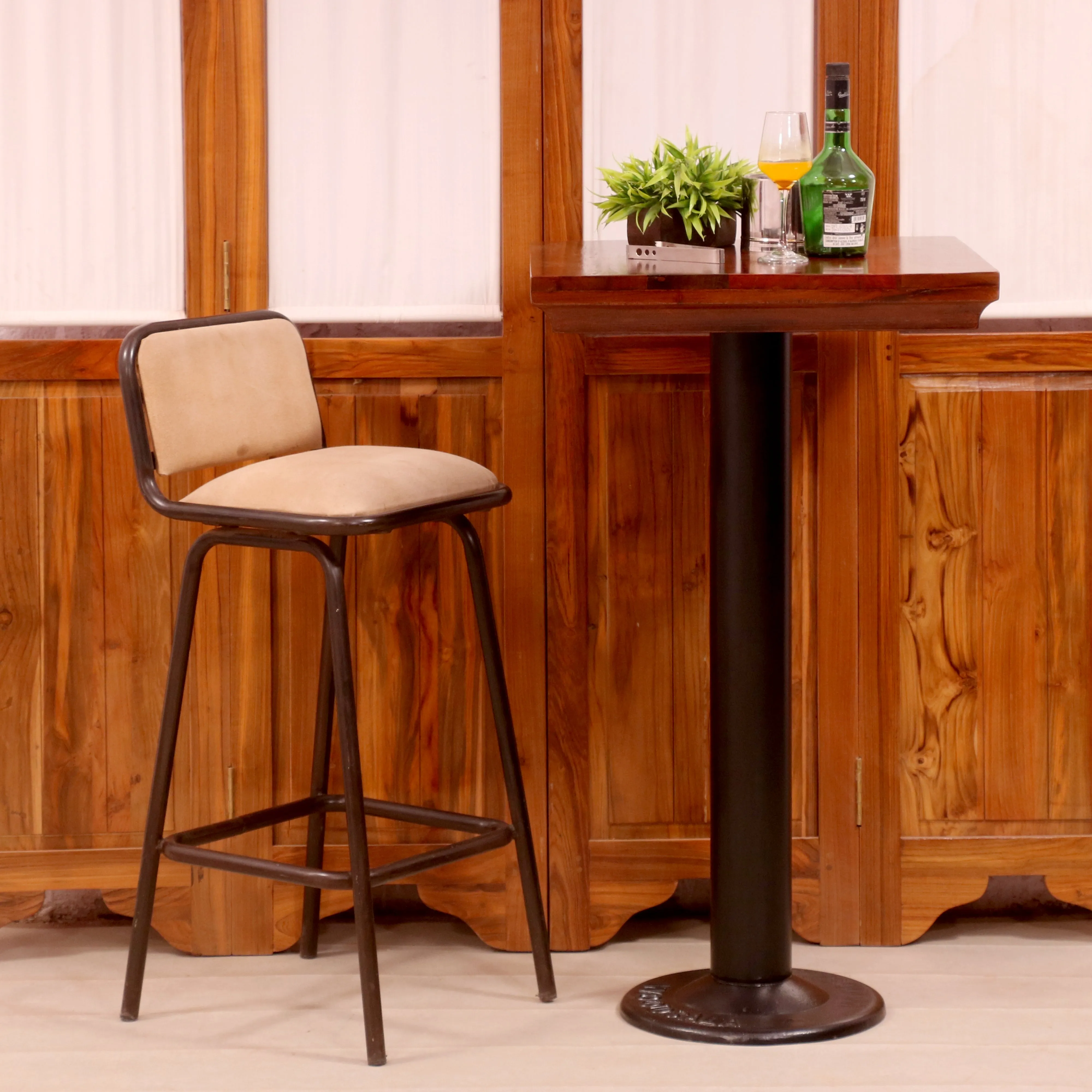 Classic Upholstered Traditional Handmade Wooden Bar Chair