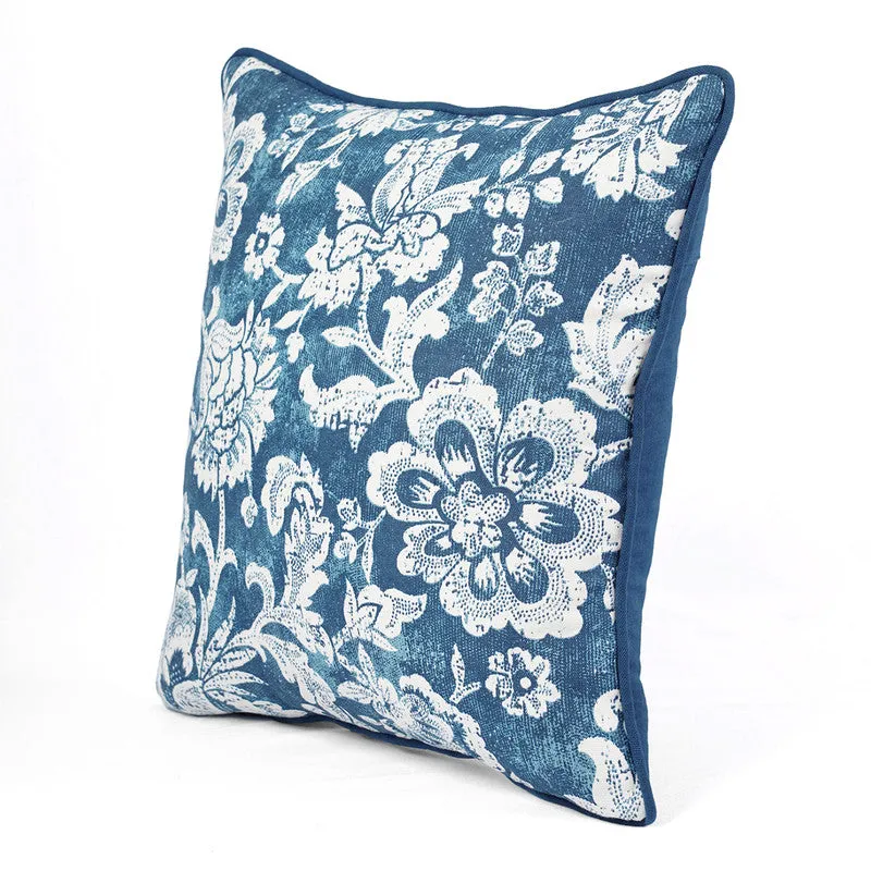 Cotton Cushion Cover | Dominoterie Floral Print | Indigo