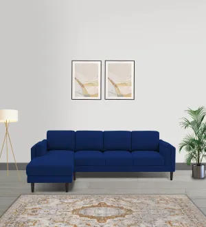 Creata Fabric RHS Sectional Sofa (3 Lounger) in Royal Blue Colour by Febonic