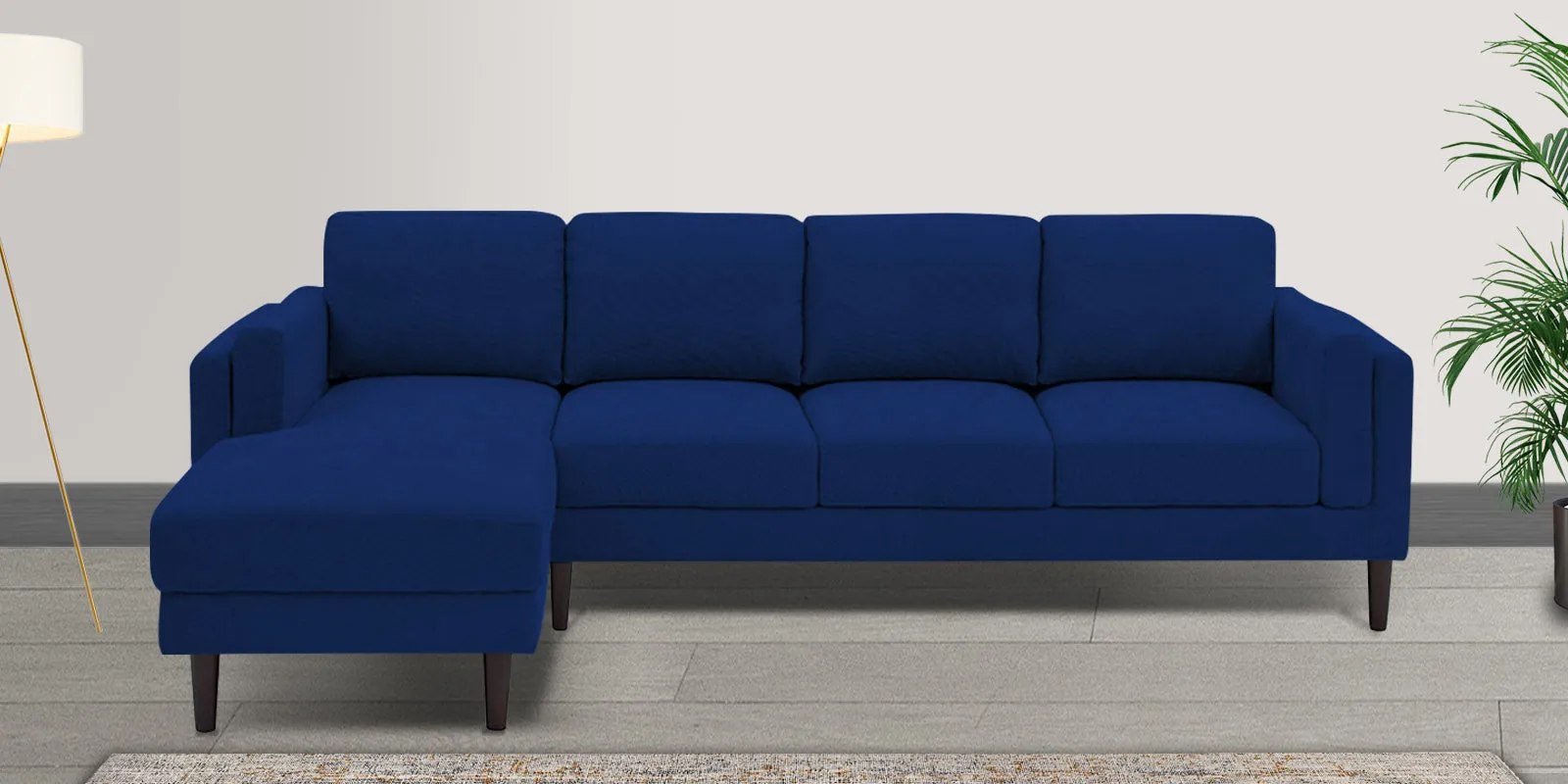 Creata Fabric RHS Sectional Sofa (3 Lounger) in Royal Blue Colour by Febonic