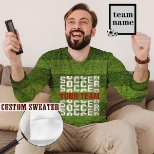 Custom Team Name Round Neck Sweater for Men Ugly Sweater FIFA World Cup Soccer Football Long Sleeve Lightweight Sweater Tops