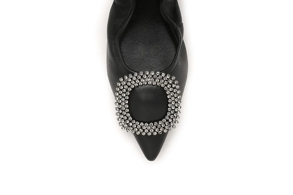 Diamante Buckles Foldable Flats