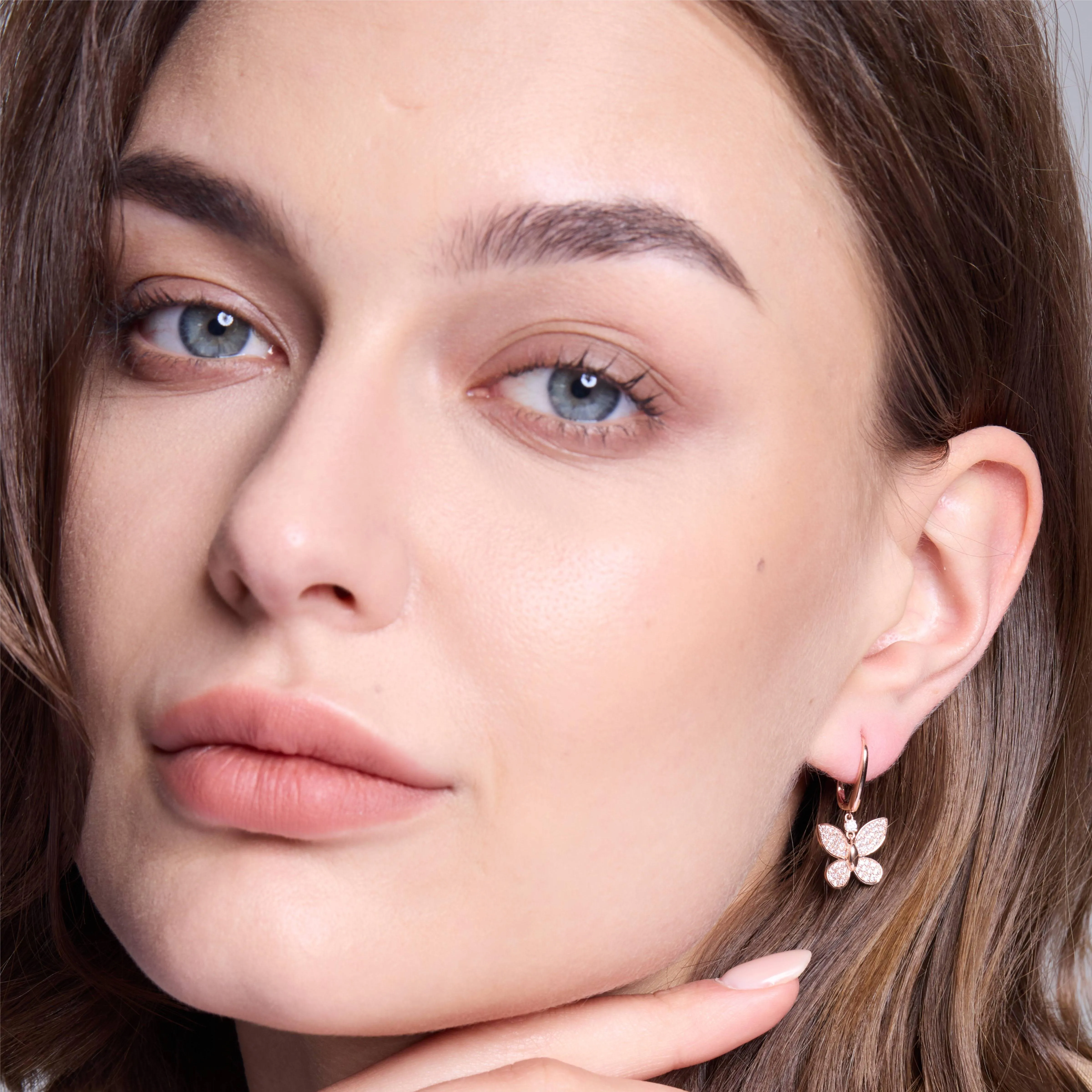 Dreamy Butterfly Rose Gold Drop Earrings