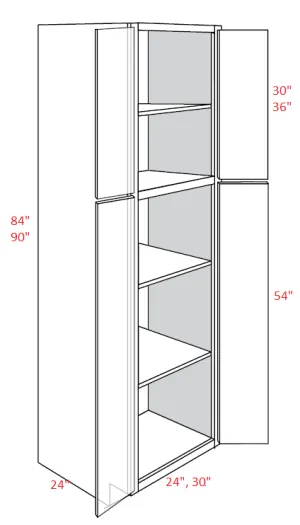 EB22-UC2424X90 Elegant Dove Assembled 24x90 Pantry Cabinet