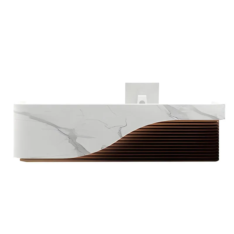 Elegant Minimalist Reception Counter with Spacious Desktop