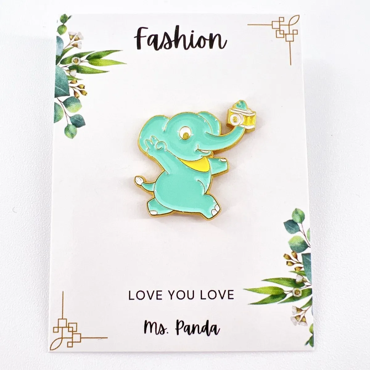 Elephant Pins -Cartoon Elephant Selfie Enamel Pins