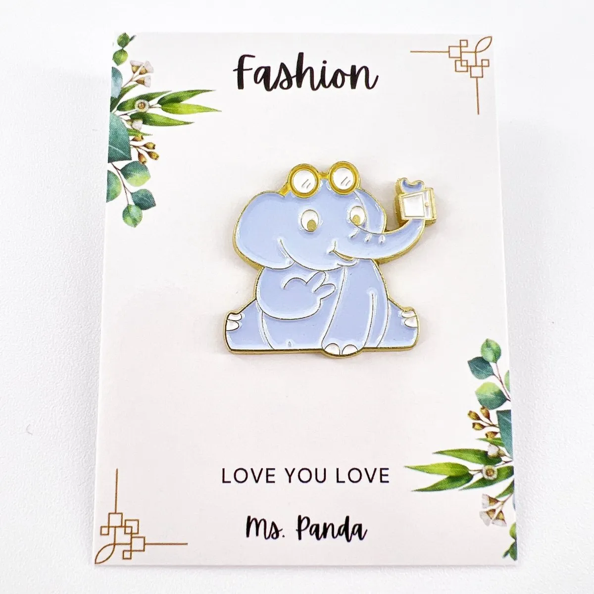 Elephant Pins -Cartoon Elephant Selfie Enamel Pins